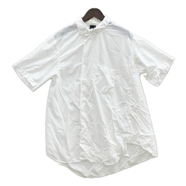 BLACK COMME des GARCONS ブラック コムデギャルソン 半袖ねじれシャツ 半袖シャツ 1M-B031 メンズ Lサイズ ホワイト トップス DM20184■