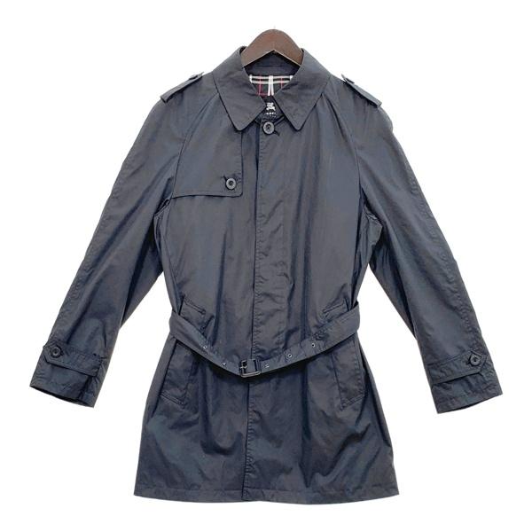 BURBERRY BLACK LABEL バーバリーブラックレーベル ステンカラーコート メンズ Mサイズ ブラック アウター DM20283■