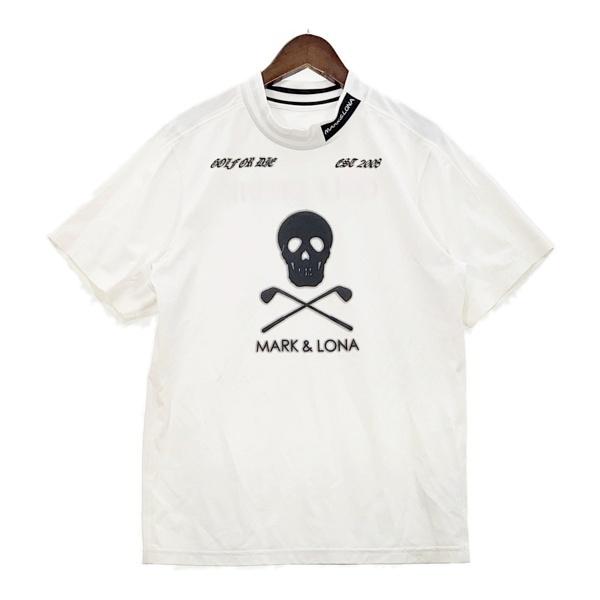 MARK&LONA マークアンドロナ Tシャツ 半袖 モックネック ゴルフ スカル メンズ サイズ46 ホワイト トップス DM20272■