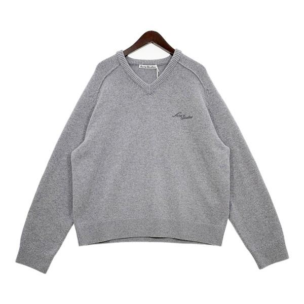 Acne Studios アクネストゥディオズ Vネック セーター ニット ウール メンズ Lサイズ グレー トップス DM20394■