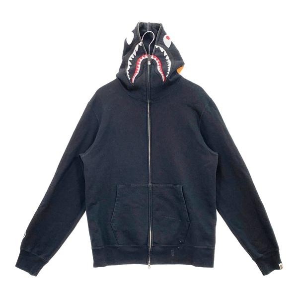 A BATHING APE アベイシングエイプ ジップパーカー スウェット SHARK FULL ZIP HOODIE メンズ XLサイズ ブラック トップス DM20323■