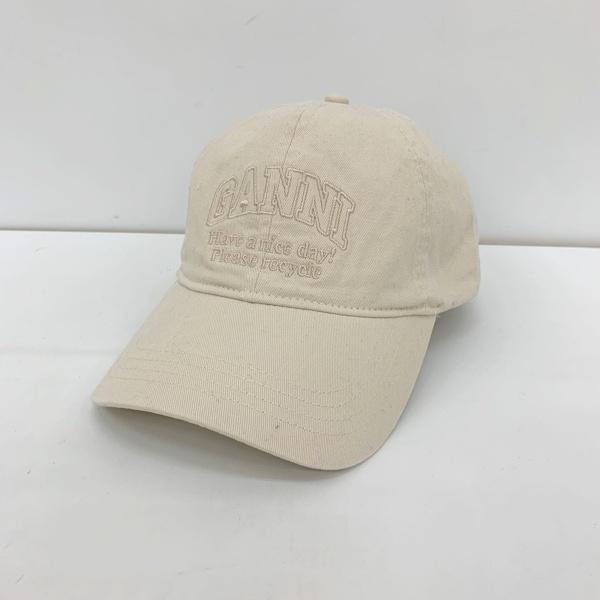GANNI ガニー キャップ 帽子 ボウシ ベースボール CAP HAT PATCH 5890 男女兼用 ONE SIZE アイボリー 帽子 DF20422■