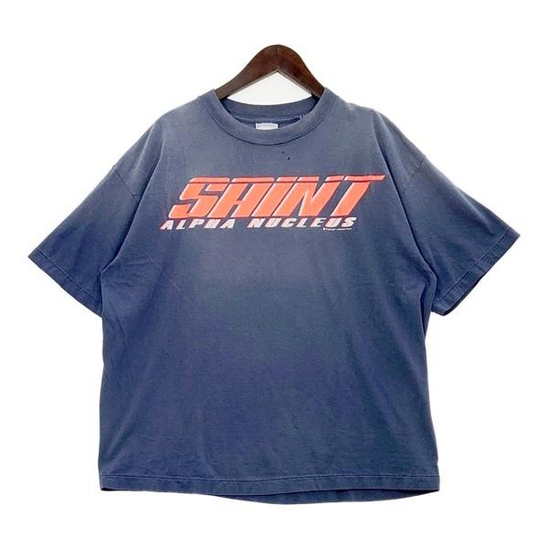SAINT MICHAEL セントマイケル Tシャツ 半袖 クルーネック SS TEE/SAINT ALPHA タグあり メンズ XLサイズ ネイビー トップス DM20435■