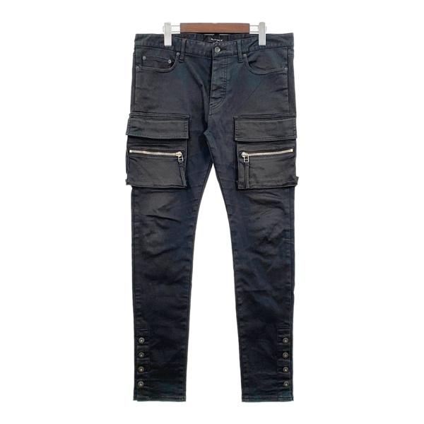 MLVINCE メルヴィンス スキニー カーゴ パンツ ズボン type-1 slim cargo メンズ サイズ34 ブラック ボトムス DM20411■