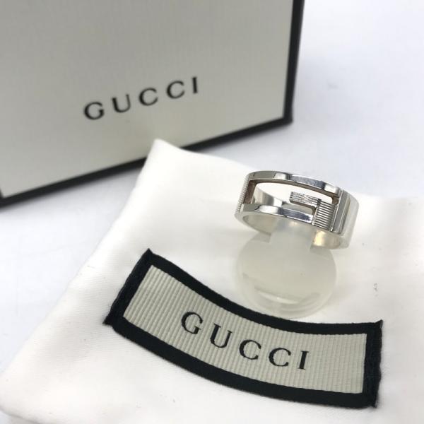 グッチ シルバーリング 925 4217G 8402 Gリング スターリングシルバー リング 箱付き メンズ 16.5号 シルバー GUCCI 指輪  B5696◆