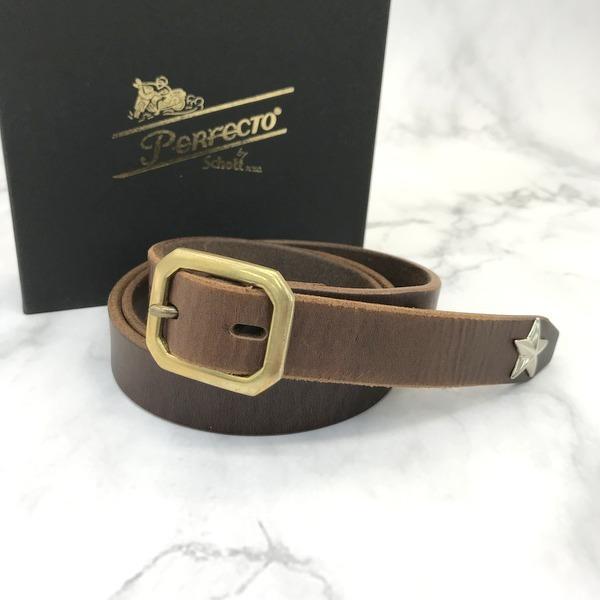 ショット レザーベルト スタースタッズ パーフェクトベルト 細身 牛革 本革 箱付き メンズ サイズ34 ブラウン Schott 服飾小物 652 1 サンステップ Yahoo 店 通販 Yahoo ショッピング