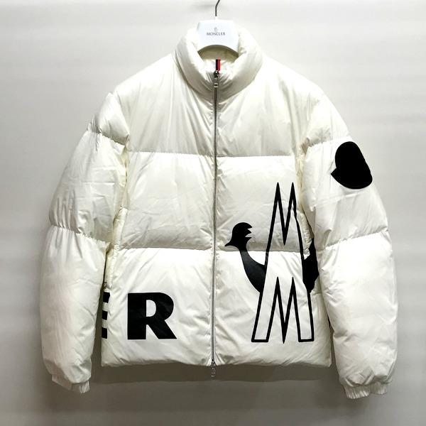 MONCLER FRIESIAN ダウン ジャケット オフホワイト ブラック ロゴ ブルゾン メンズ サイズ2 ホワイト系 モンクレール アウター  A0834◆