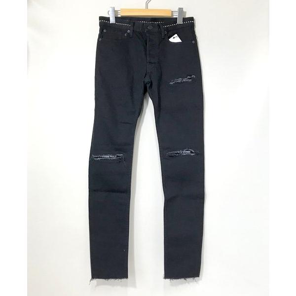 MINEDENIM スタッズクラッシュ スリムデニム パンツ ダメージ 