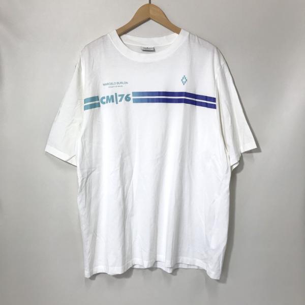MARCELO BURLON Tシャツ 半袖 カットソー 古着 プリント クルーネック カジュアル バックプリント メンズ Mサイズ ホワイト マルセロバーロン トップス A10475◆