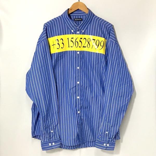 BALENCIAGA stripe long sleeve shirt テレフォンストライプロング  