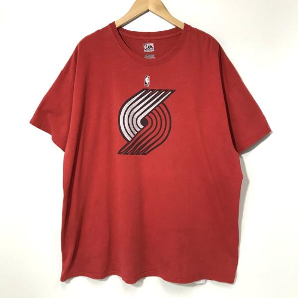 NBA Tシャツ 半袖 カットソー 古着 大きいサイズ プリント クルーネック カジュアル  メンズ XXLサイズ レッド エヌビーエー トップス A10944◆