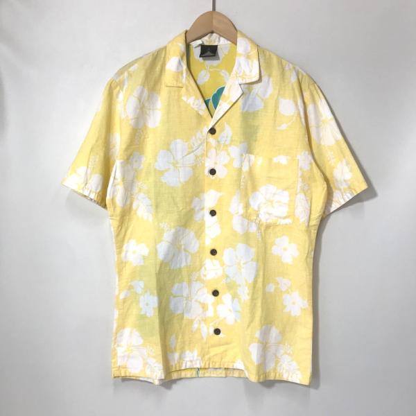 KENNINGTON アロハシャツ 古着 総柄 ハイビスカス オープンカラー ハワイアン 半袖  メンズ 表記なし Mサイズ相当 イエロー ケニントン トップス A10390◆
