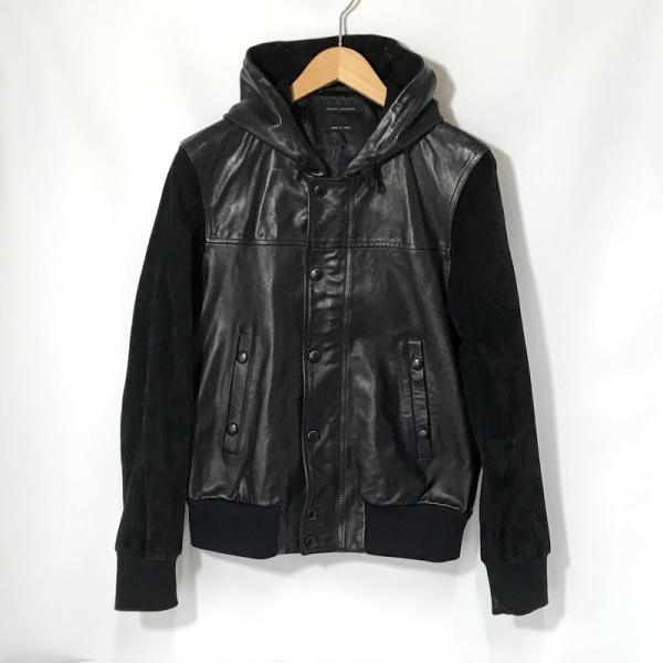 MARC JACOBS レザージャケット フーディー レザー切替ジャケット 革 
