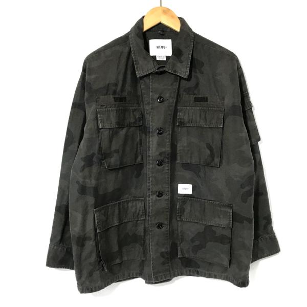 WTAPS 長袖シャツ JUNGLE LS 02 201WVDT-SHM03 ウォッシュ加工