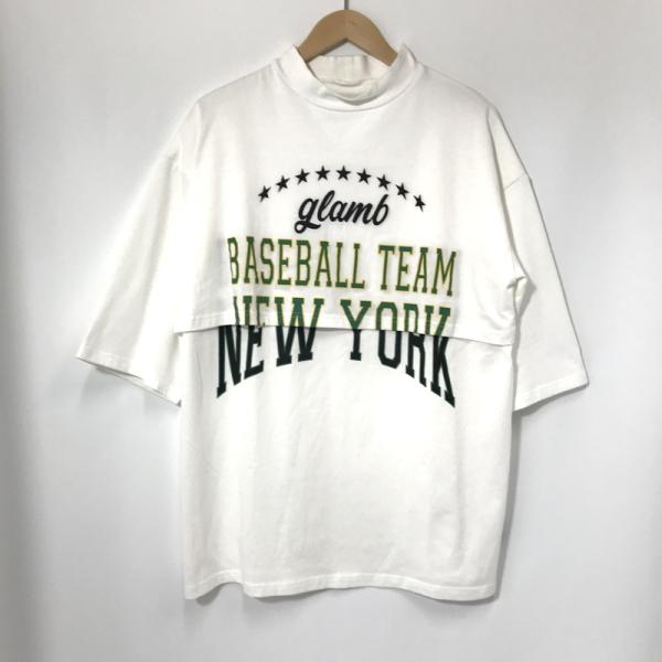 glamb グラム Tシャツ レイヤードスポーツカットソー 半袖 ハイネック メンズ Sサイズ ホワイト トップス A14120◆