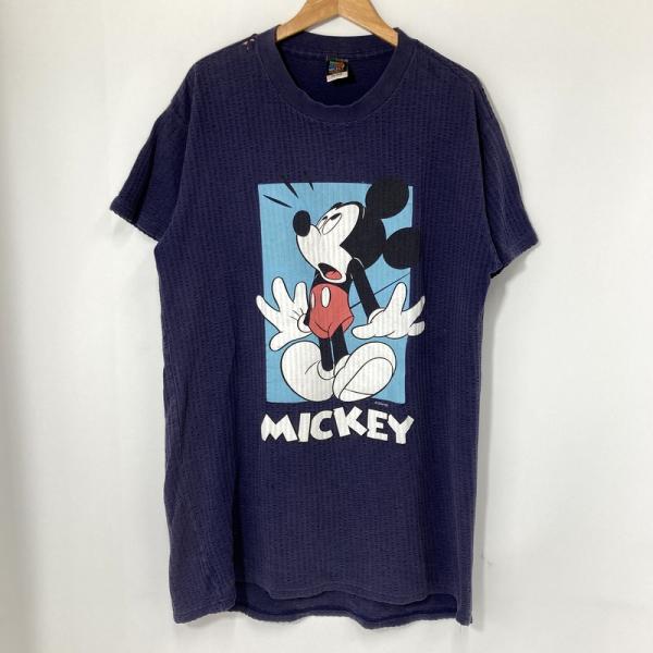 DISNE MICKEY ディズニー ミッキーマウス Tシャツ メンズ XLサイズ相当 ネイビー トップス A16214◆