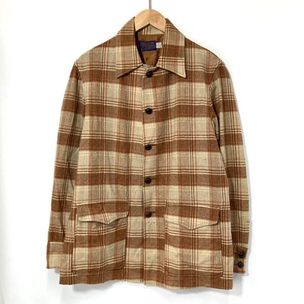 40s Pendleton ベージュ ファー襟ジャケット PENDLETON（ペンドルトン） ペルドントン ウールジャケット チェック
