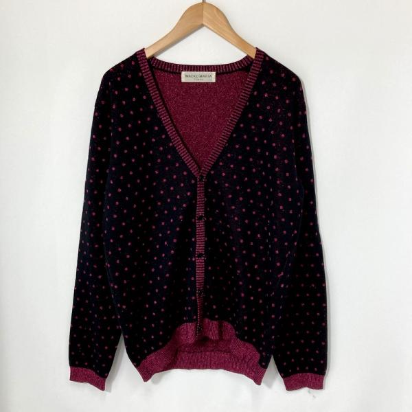 WACKO MARIA ワコマリア ドット柄 カーディガン 09AW-KNT-11 メンズ Lサイズ ブラック ピンク トップス A15963◆