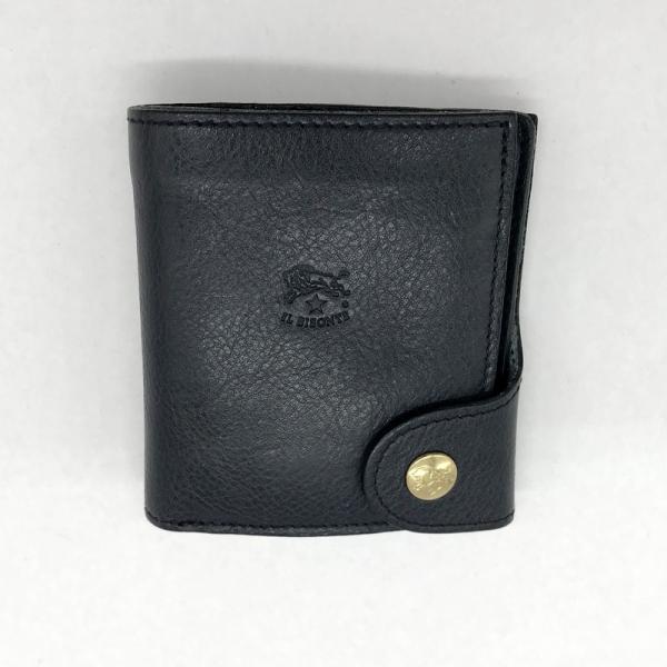 IL BISONTE ブラック 二つ折り財布 IL BISONTE イルビゾンテ 二つ折り財布 メンズ ブラック 服飾