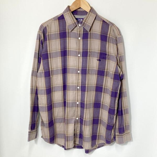 THE NORTH FACE PURPLE LABEL ザノースフェイス チェックシャツ 長袖 NT3055N  メンズ Lサイズ パープル系 トップス A15169◆
