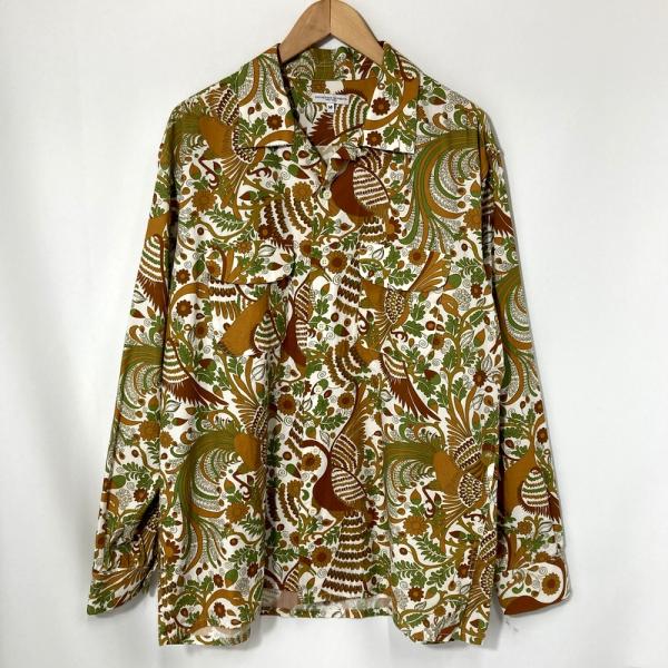 Engineered Garments エンジニアドガーメンツ コットンピーコックプリントシャツ WMGP-RG03 美品 メンズ Mサイズ ブラウン系 トップス A15589◆