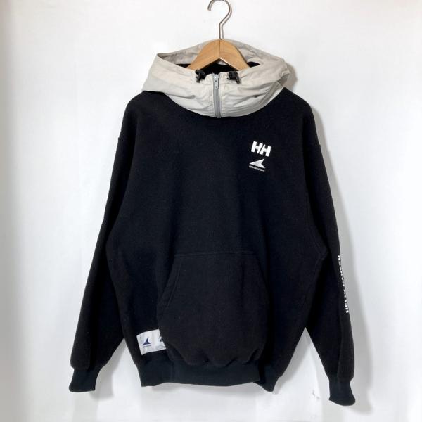 DESCENDANT × HELLYHANSEN ディセンダント ヘリーハンセン RP フリースフーディー パーカー メンズ Mサイズ ブラック ホワイト トップス A15827◆