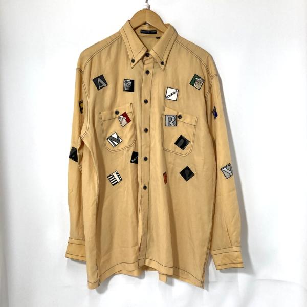 HARDY AMIES SPORT ハーディエイミススポーツ シャツ 長袖 R-82295-7 メンズ XLサイズ イエロー トップス A16110◆