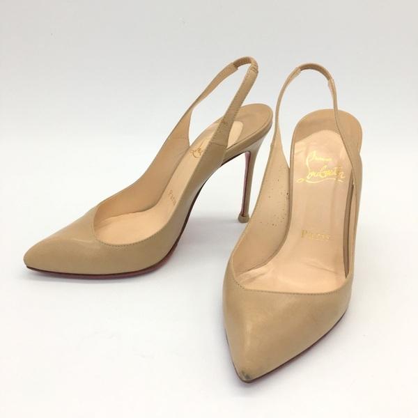 Christian Louboutin Kate Sling バックストラップパンプス ポインテッドトゥ ハイヒール サイズ34 1/2 21.5cm  ベージュ クリスチャンルブタン 靴 N16759F●