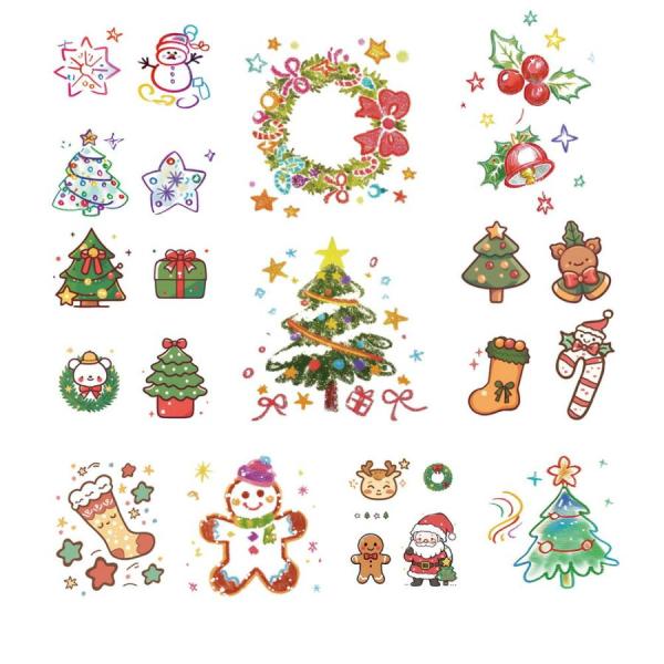タトゥーシール クリスマス サンタクロース シール 可愛い コスチューム 雪だるま クリスマスツリー サンタステッカー 刺青シール ボディーシール 仮装小道具