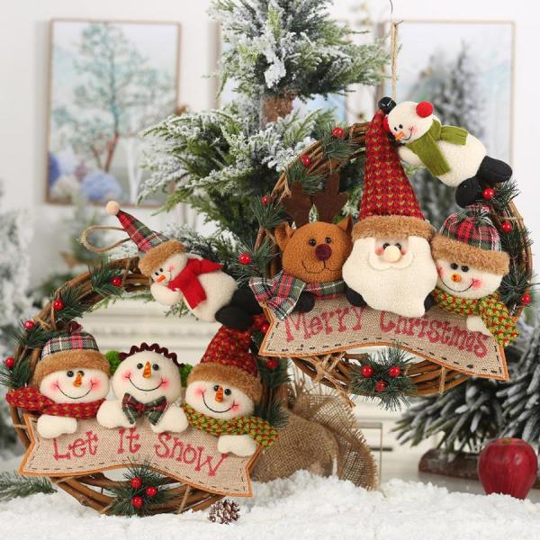 クリスマス リース 籐 リング 可愛い 冬新作 クリスマスオーナメント 手作り インテリア用 部屋 玄関 飾り アクセサリー プレゼント ギフト 家庭用 贈り物