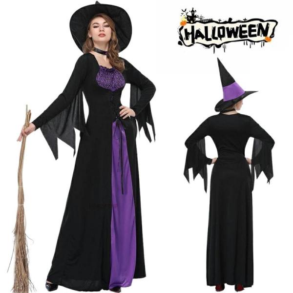 ハロウィン 衣装 ウィッチ 魔女 巫女 女王様 大人用 悪魔 レディース コスプレ 仮装 デビル 3点セット ワンピース 帽子 魔法使い パンバイア コスチューム 女性