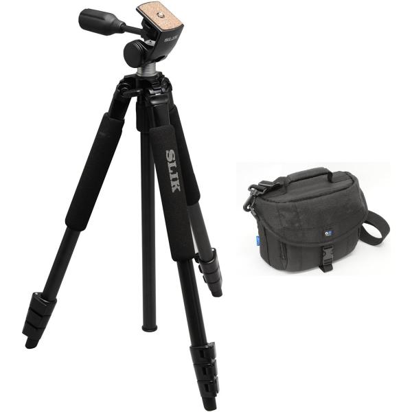 SLIK 三脚 スプリント EX II N 4段 旅行用三脚 + aosta ショルダーバッグ Avant EX 3.2L Mサイズ ブラック (ハイグレード三脚＋バッグ)