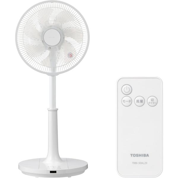 TOSHIBA リビング扇風機 ACモーター 静音 リモコン付 7枚羽根 切タイマー 首振り 風量3段階 ホワイト TF-30AL28A