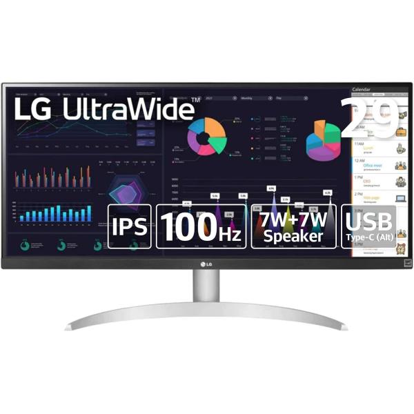 LG モニター ディスプレイ 29WQ600-W 29インチ/ 平面ウルトラワイド(2560×1080)/ IPS 非光沢/HDR 10/ 100Hz対応/ USB Type-C,HDMI,DisplayPort/スピーカー搭載
