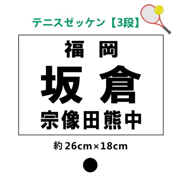 ゼッケン生地の端は、熱で裁断するヒートカッター仕上げで、ほつれにくくなっております。（ハサミで切るとほつれてくるような生地でも、ヒートカッターで切ると切断面が溶融しほつれ止めができます。）●テニスゼッケン 3段●サイズ：約26cm×18cm...