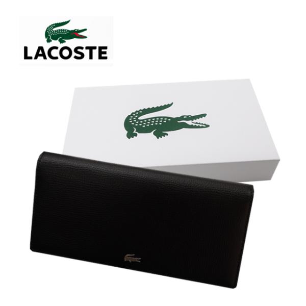 ラコステ 財布 ロングウォレット レザー 黒 ブラック 長財布 nh1603kp LACOSTE