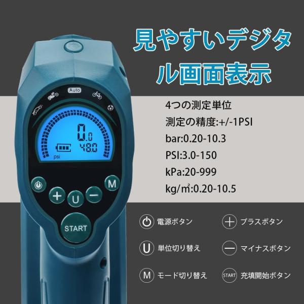 Waitley �d����C���� �}�L�^ 18V �[�d����C���� �R�[�h���X �G�A�R���v���b�T�[ LED�Ɩ����C�g�t LCD�f�W�^���\�� ������ ���]�� �o�C�N �{�[�� (�{�̂̂݁j ���i�摜2