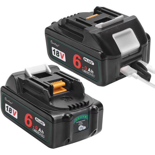 Waitley ウィトレ Makita マキタ 18V バッテリー 全新タイプ USB充電機能付き Type-C端子付き 実容量6000mAh  長寿命セル搭載 デジタル残量指示付 一年保証付き