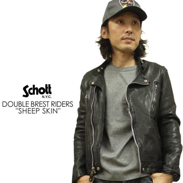 Schott ショット ダブルブレスト レザー ライダース ジャケット Schott ショット ダブル ブレスト ライダースジャケット レザー