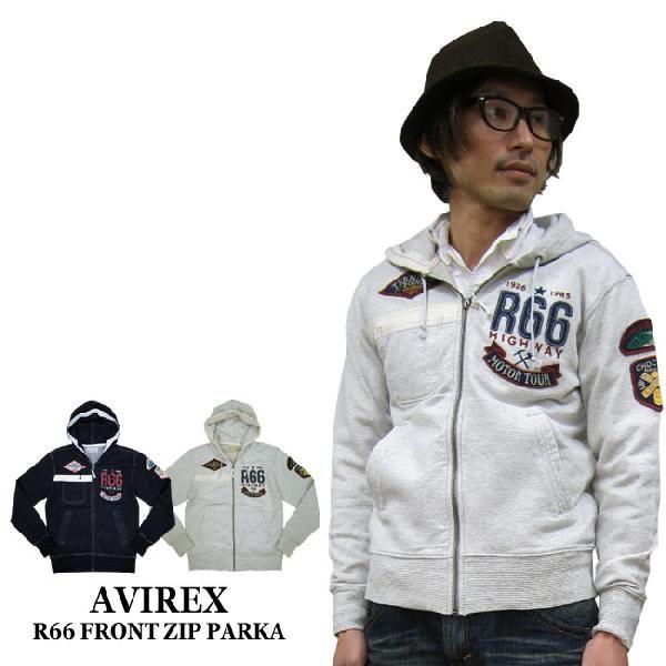 AVIREX ジップパーカー ルート66 ワッペン Lサイズ AVIREX（アヴィレックス） パーカー メンズ / AVIREX R66 ワッペン