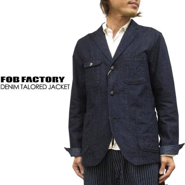 日本製【美品】FOBファクトリー テーラードジャケットサイズ2 M FOB FACTORY FOBファクトリー GL3セルビッチデニムジャケット