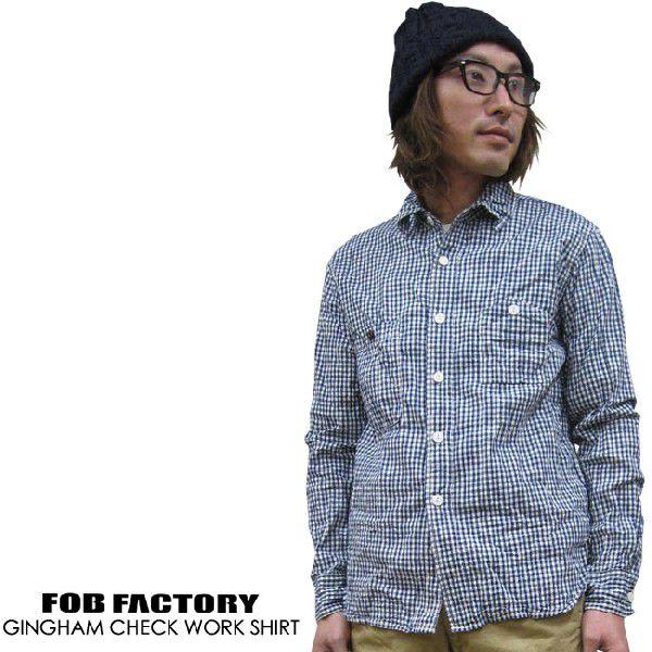 美品 FOB エフオービーファクトリー ギンガムチェック ワークシャツ Lサイズ シャツ メンズ /FOB FACTORY ヴィンテージ ギンガムチェック