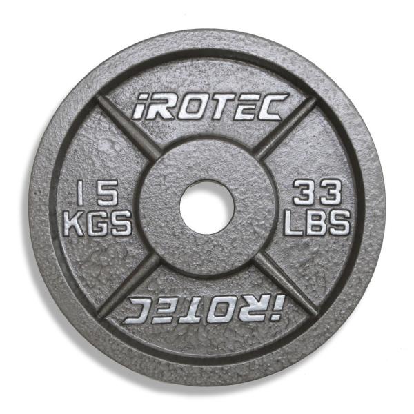IROTEC（アイロテック）オリンピックアイアンプレート15KG 穴径50mm/バーベル プレート ダンベル ベンチプレス 筋トレ トレーニング器具 鉄アレイ