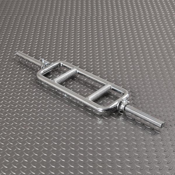 二の腕を鍛えるのに最適なアイテム♪腕を大きくしたい方、二の腕を引き締めたい方。トライセプスエクステンションで上腕三頭筋（腕の裏側）を鍛える必需品。グリップ部分ローレット加工仕上げ。カラー付全長：86.5cm　プレートスリーブ：約21cm重量...