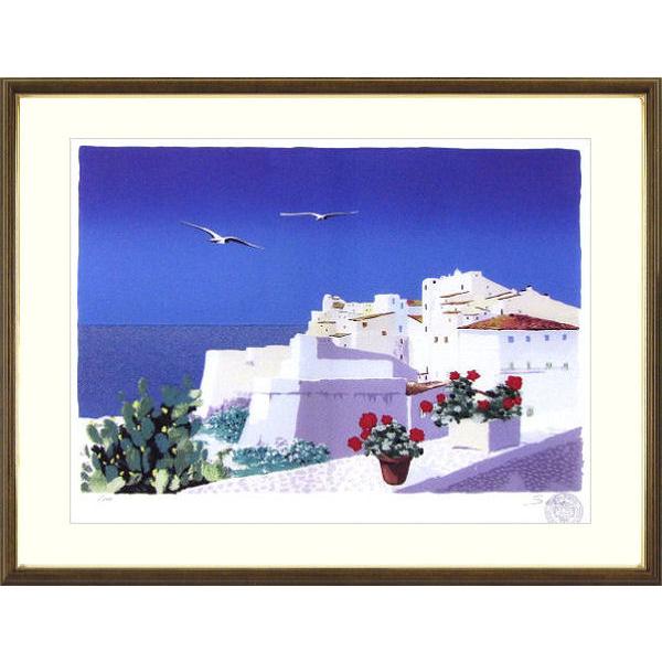 サルボ『午後のテラス』ミクストメディア 【絵画 額付 新品 版画