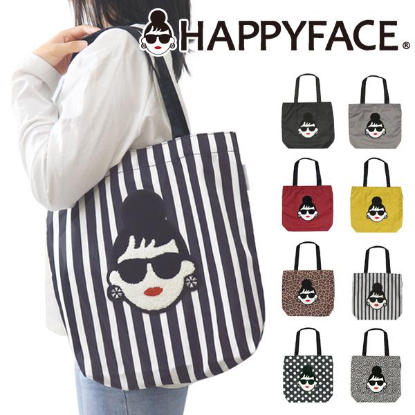 ハッピーフェイス バッグ トートバッグ レディース HAPPYFACE a4 大容量 撥水 ナイロン 刺繍 HF88015