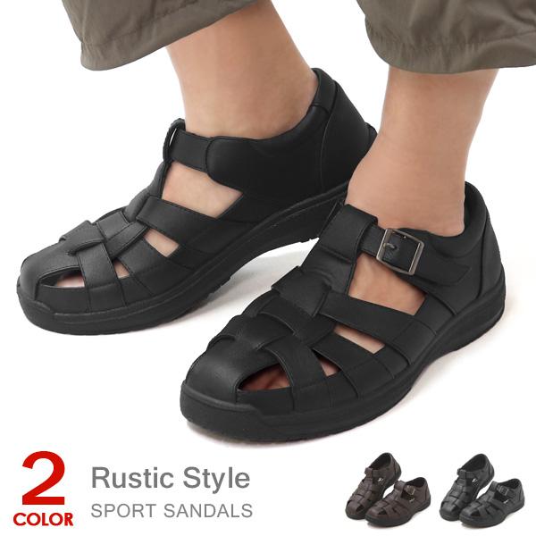Rustic Style ドライビングシューズ オフィスサンダル カメサンダル メンズ サンダル 靴 仕事履き 軽量 黒 3631