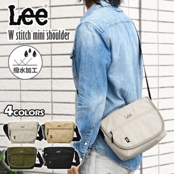 Lee リー ショルダーバッグ バッグ ブランド メンズ Wステッチ フラップ ミニショルダーバッグ 撥水 かぶせ メッセンジャーバッグ ミニメッセンジャーバッグ
