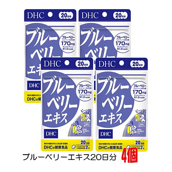 DHC サプリメント ブルーベリーエキス 20日分(40粒)×4個 ディーエイチシー アントシアニン ブルーベリー ルテイン 健康食品 メール便送料無料 ☆3【3167】