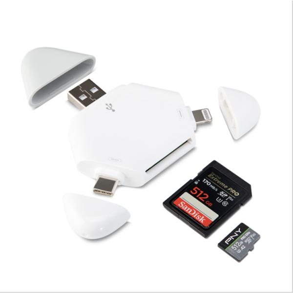 3in1 メモリカードリーダー SD/TF読取 iphone/Type-C/USB 全対応